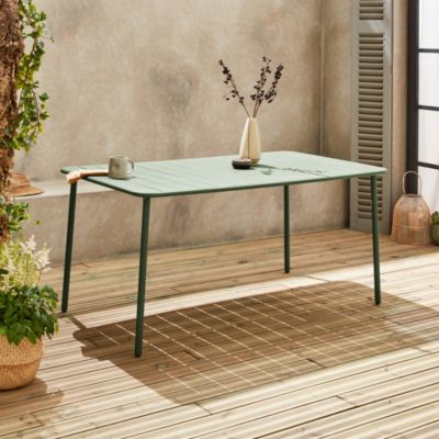 Table de jardin métal 6-8 places. vert. Amelia. 160x90xH72.5cm