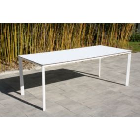 Table de jardin Meet en aluminium coloris blanc L.200 x l.90 x H.73 cm