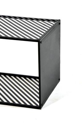 Table de jardin modulable acier noir et bois d'acacia Ambrosia Arcane L.45 x l.46 x H.110 cm