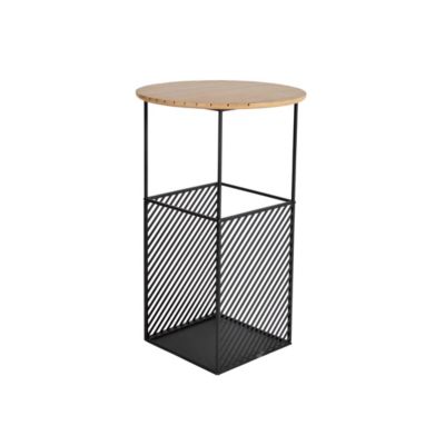Table de jardin modulable acier noir et bois d'acacia Ambrosia Arcane L.45 x l.46 x H.110 cm