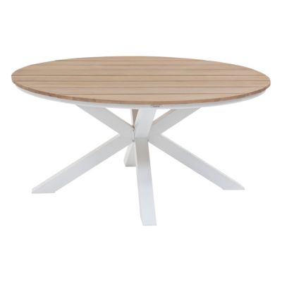 Table de jardin Oriengo bois d'acacia blanc Ø111,5 x H.75,5 cm