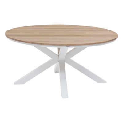 Table de jardin Oriengo bois d'acacia blanc Ø111,5 x H.75,5 cm