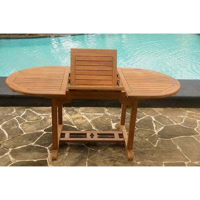 Table de jardin ovale extensible en teck brut 6 personnes - KAJANG
