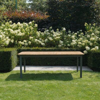 Table de jardin PIANA en teck massif et aluminium 6/8 places  anthracite