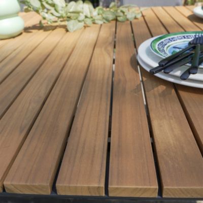 Table de jardin PIANA en teck massif et aluminium 6/8 places  anthracite