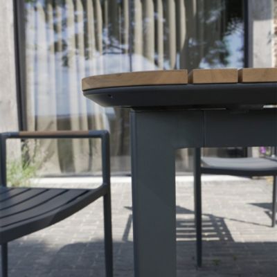 Table de jardin PIANA en teck massif et aluminium 6/8 places  anthracite