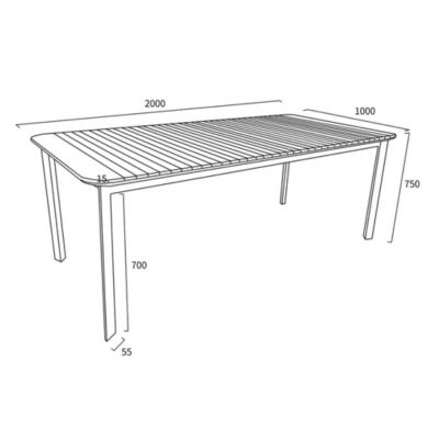 Table de jardin PIANA en teck massif et aluminium 6/8 places  anthracite