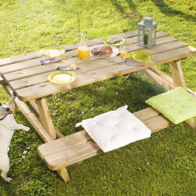 Table de jardin pique-nique en bois Matisse 180 x 74 cm