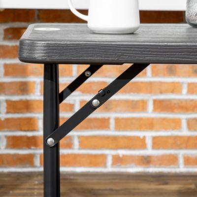 Table de jardin pliable 4 personnes table de camping pliable hauteur réglable acier époxy plateau HDPE aspect bois gris