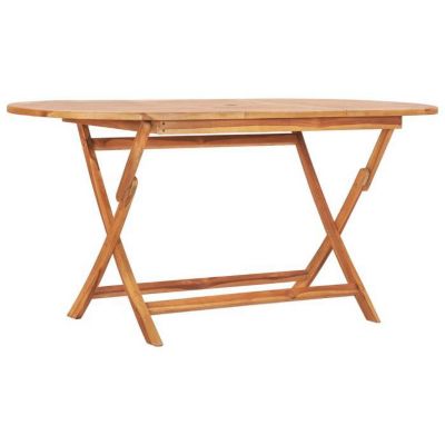 Table de jardin pliable en bois de teck massif - VidaXL - Ovale - 160x80x75 cm - Marron
