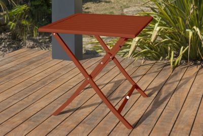 Table de jardin pliante 2 personnes aluminium terracotta L.70 x l.70 x H.73 cm City Garden