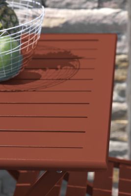 Table de jardin pliante 2 personnes aluminium terracotta L.70 x l.70 x H.73 cm City Garden