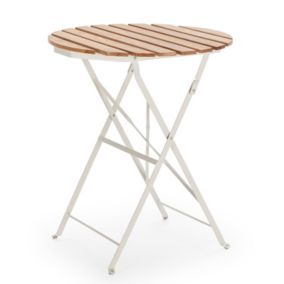 Table de jardin pliante Ambar en bois et métal blanc