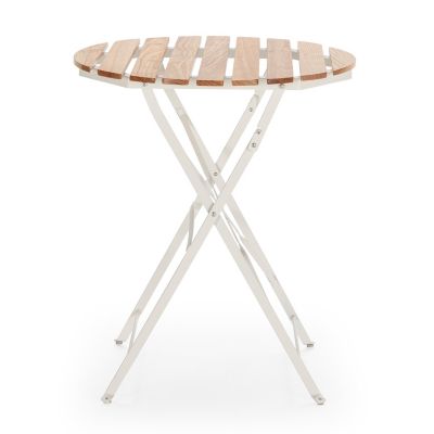 Table de jardin pliante Ambar en bois et métal blanc