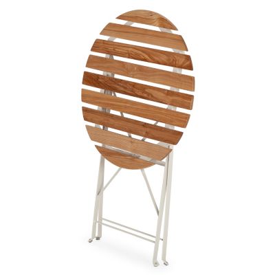Table de jardin pliante Ambar en bois et métal blanc