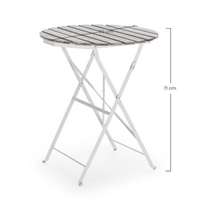 Table de jardin pliante Ambar en bois et métal blanc