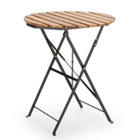 Table de jardin pliante Ambar en bois et métal noir