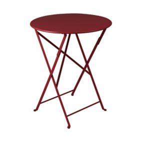 Table de jardin pliante Bistro en métal coloris piment Ø.60 x H.74 cm