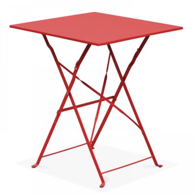 Table de jardin pliante bistrot en acier rouge  Oviala