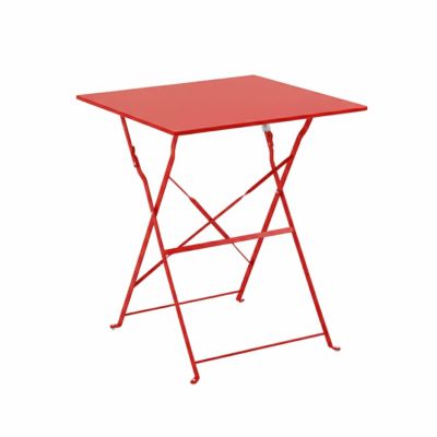 Table de jardin pliante bistrot en acier rouge  Oviala