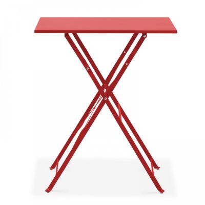 Table de jardin pliante bistrot en acier rouge  Oviala