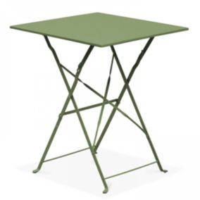 Table de jardin pliante bistrot en acier vert cactus  Oviala