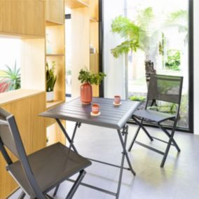 Table de jardin pliante carrée Azua Graphite - Hespéride