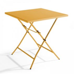 Table de jardin pliante carrée en acier jaune Palavas  Oviala