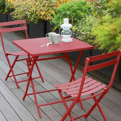 Table de jardin pliante carrée Greensboro Groseille - Hespéride