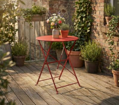 Table de jardin pliante en acier coloris bordeaux 2 places capri - Ozalide