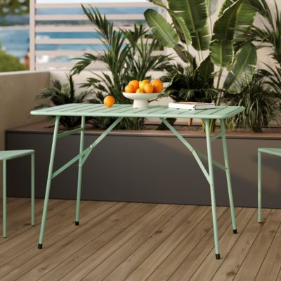 Table de jardin pliante en métal vert clair 4 personnes - Yumi