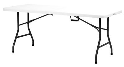 Table de jardin pliante en plastique coloris blanc L.180 x l. 70 x H. 74 cm