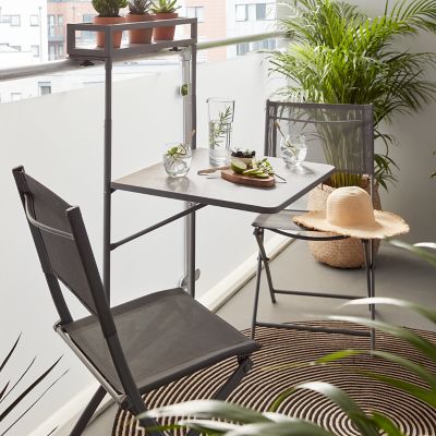 Table de jardin pliante extensible Saba en acier coloris gris acier L.70 x l.60 x H.92/106,5 cm