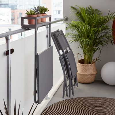 Table de jardin pliante extensible Saba en acier coloris gris acier L.70 x l.60 x H.92/106,5 cm