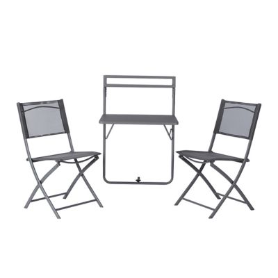 Table de jardin pliante extensible Saba en acier coloris gris acier L.70 x l.60 x H.92/106,5 cm