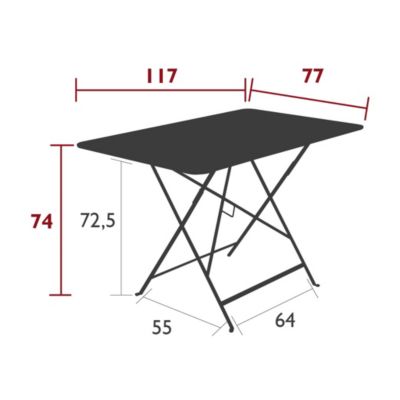 Table de jardin pliante Fermob Bistro en métal - Coloris piment - L.77 x l.117 x H.74 cm