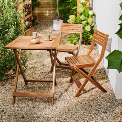Table de jardin pliante Lyco bois d'acacia l.60 x H.74 cm GoodHome