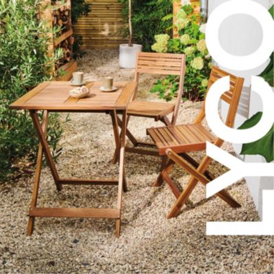 Table de jardin pliante Lyco bois d'acacia l.60 x H.74 cm GoodHome