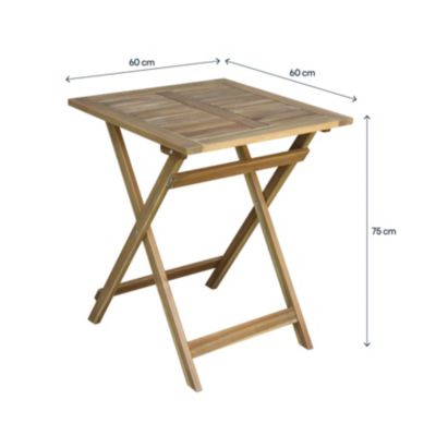 Table de jardin pliante Lyco bois d'acacia l.60 x H.74 cm GoodHome