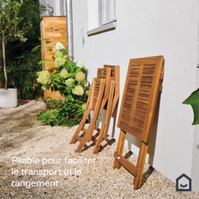 Table de jardin pliante Lyco bois d'acacia l.60 x H.74 cm GoodHome