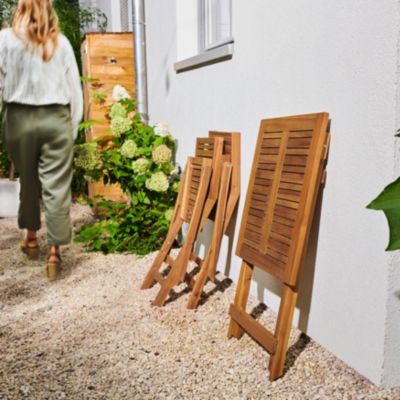Table de jardin pliante Lyco bois d'acacia l.60 x H.74 cm GoodHome