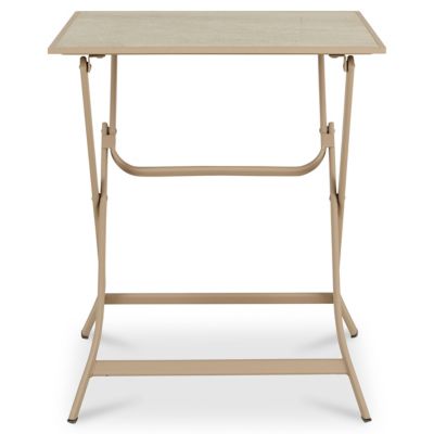 Table de jardin pliante métal carrée Blooma Aronie sable 62,5 x 62,5 cm