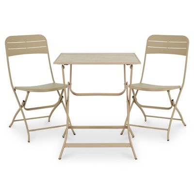 Table de jardin pliante métal carrée Blooma Aronie sable 62,5 x 62,5 cm