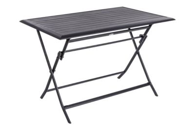 Table de jardin pliante rectangulaire "Azua" graphite 4 places en aluminium traité époxy - Hespéride