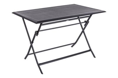 Table de jardin pliante rectangulaire "Azua" graphite 4 places en aluminium traité époxy - Hespéride