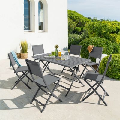 Table de jardin pliante rectangulaire Azua Graphite - Hespéride