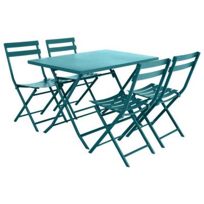 Table de jardin pliante rectangulaire Greensboro Bleu canard - Bleu canard - Hespéride