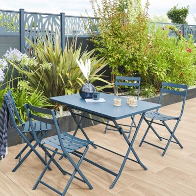 Table de jardin pliante rectangulaire "Greensboro" pétrole 4 places en acier traité époxy - Hespéride
