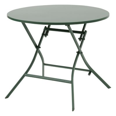 Table de jardin pliante ronde 4 places Vert, H. 71 cm, GREENSBORO