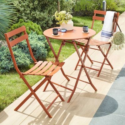 Table de jardin pliante ronde Greensboro Ambre - Hespéride